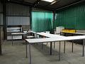 Kitchen area and tables.